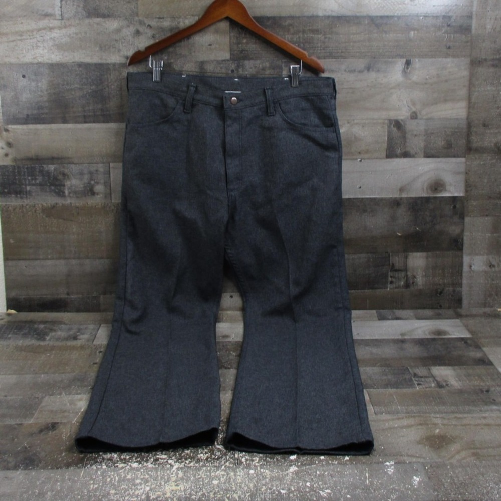 Wrangler Pants Mens 38x31 Gray Dress Flare Western Made in USA 82HK Wrancher